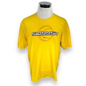 Vintage Nike Swoosh T-Shirt Men XL Yellow 100% Cotton Crew Neck 90s Pullover
